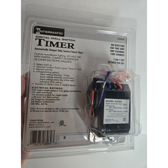 Intermatic Indoor Digital Wall Switch Timer EJ500C White Flush Mount New - Picture 3 of 4